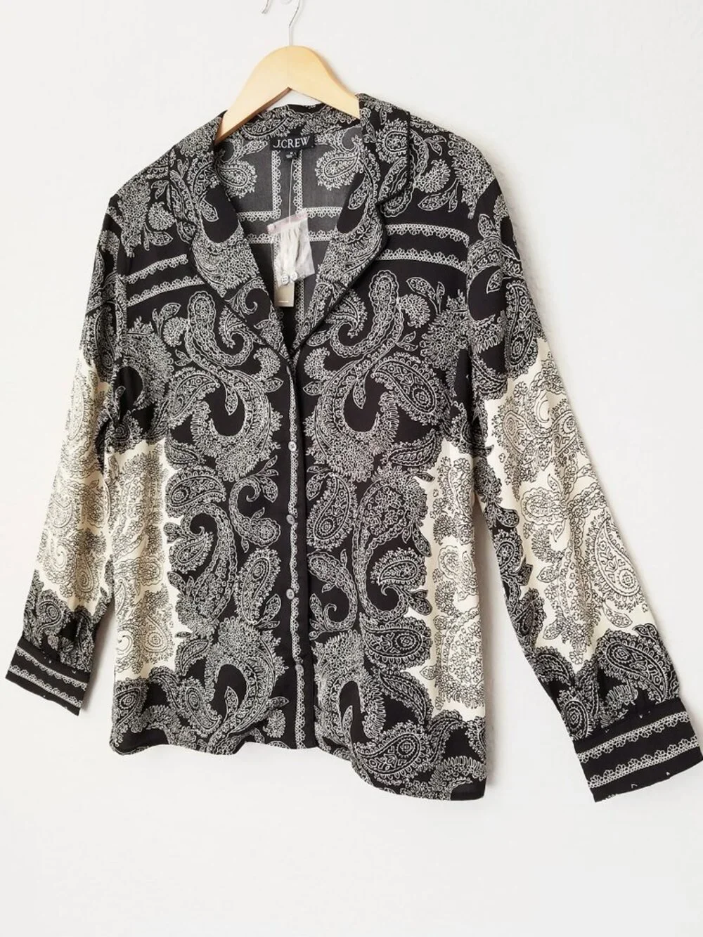 NEW J.CREW Drapey Camp-Collar Shirt M Paisley Scarf Bandana Satin CP645 $145 NWT